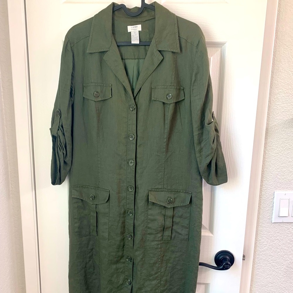 Address Maggy 100% linen dress in size 12, button down quarter sleeve